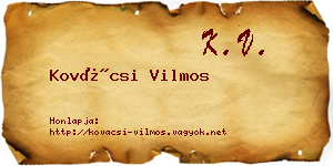 Kovácsi Vilmos névjegykártya